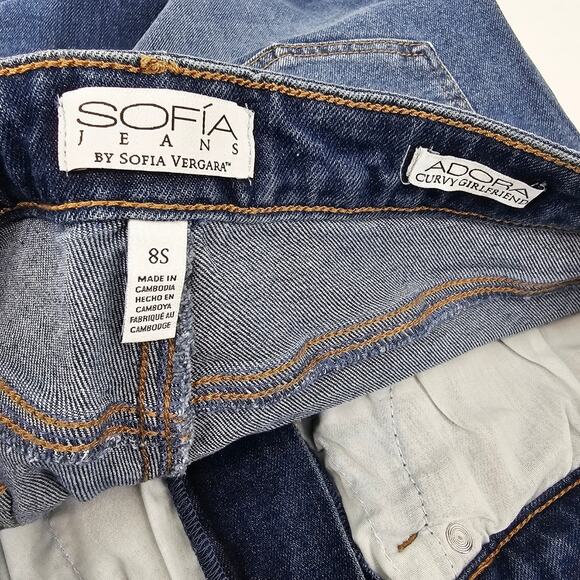 NEW Sofia Jeans Adora Curvy Girlfriend Frayed Side Straight Jean Size 8 S - Picture 10 of 12